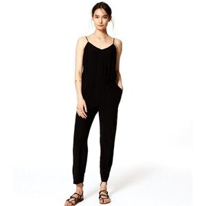 Monteau Black 1 Piece Jumpsuit Romper Straight Leg size Large minimalist summer